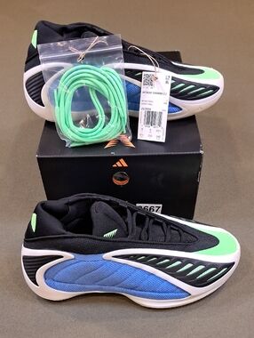 Anthony Edwards 2 Basketball Shoes  - Color: Blue/Black/Green - Size: Kids 6.5